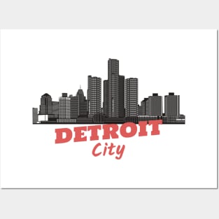 Detroit city skyline vintage retro Posters and Art